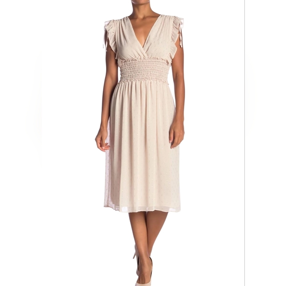 MAX STUDIO sleeveless V-Neck Dot Dress, size XS